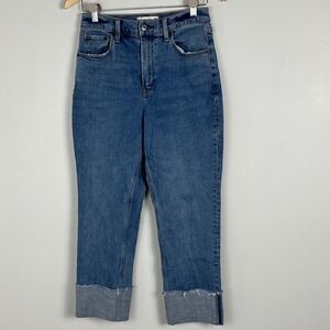 Abercrombie Curve Love Ultra High Rise Ankle Straight Jeans Cuffed Size 26 Short